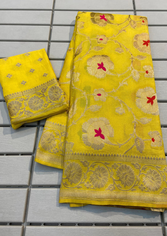 मीठा अत्तर-बनारसी खादी जॉर्जेट सिल्क 