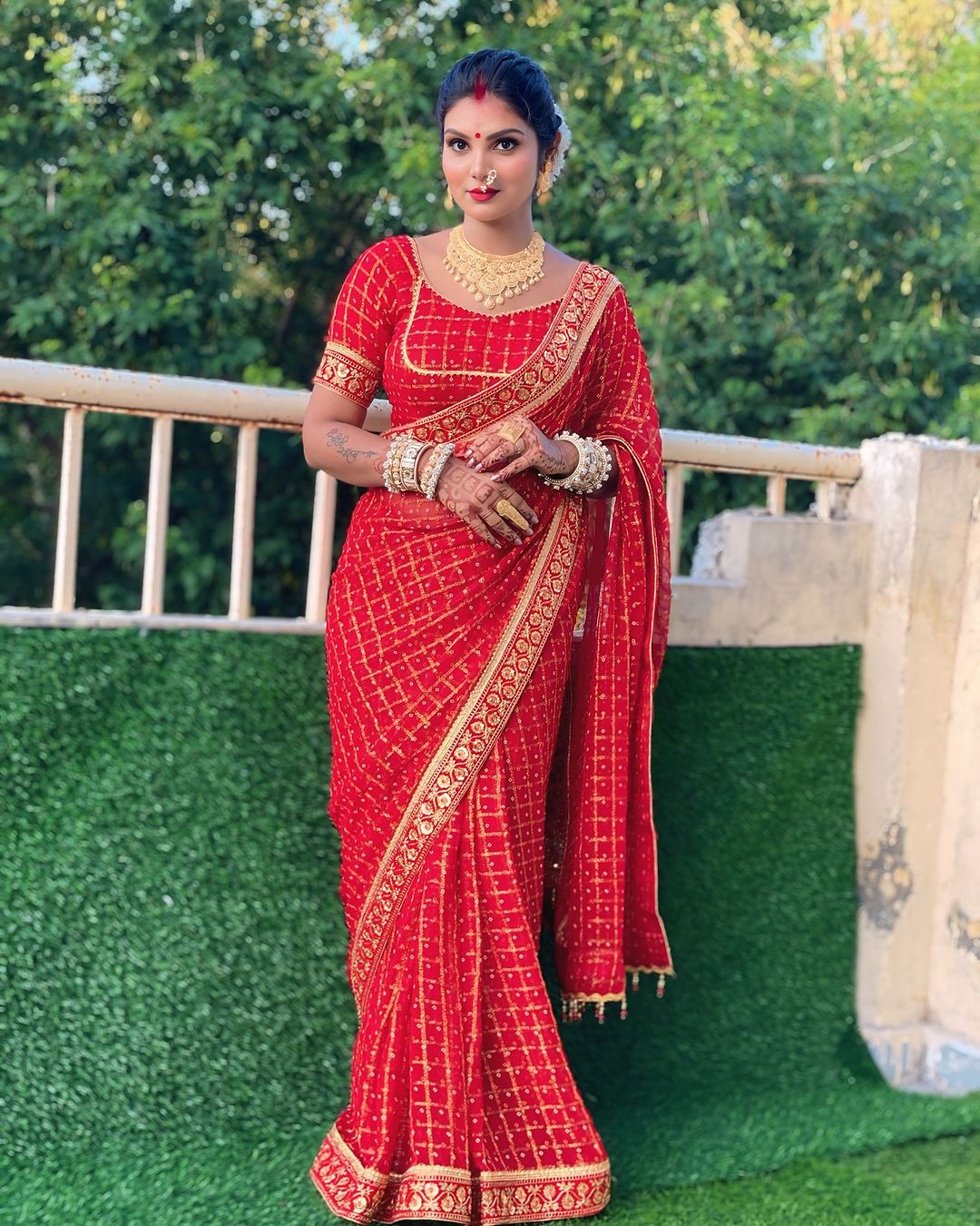 RED COLOUR SPECIAL SAUBHAGYAVATI BHAVA SAREE