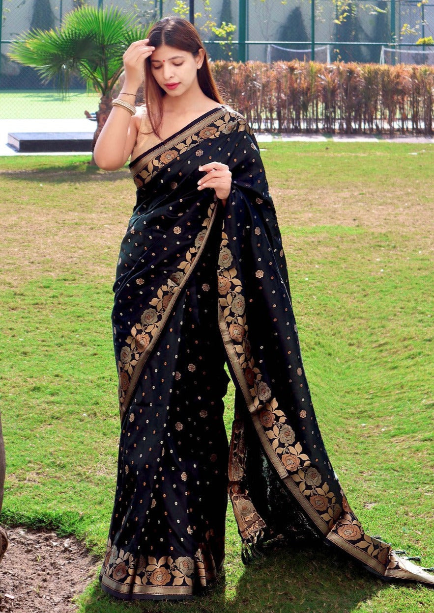 Black Banarasi Saree