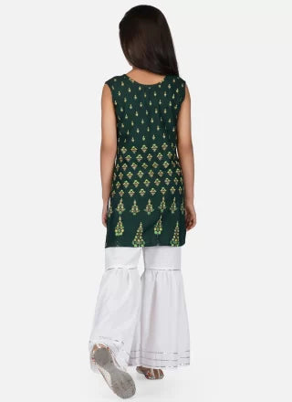 green  Cotton Salwar Suit With Print Work