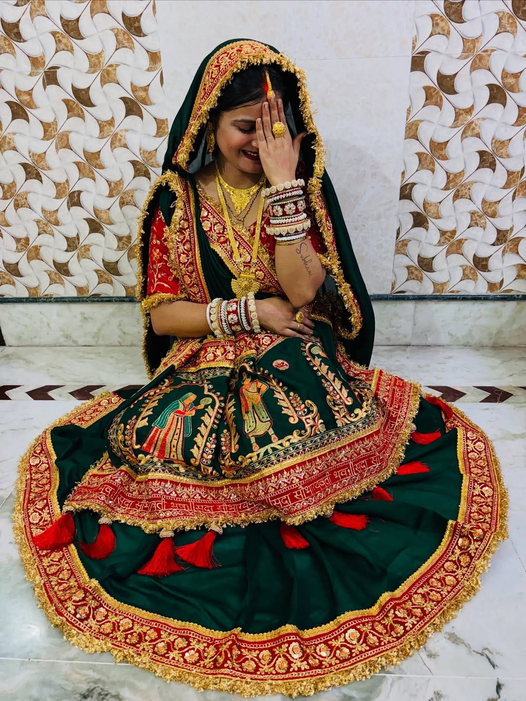 Wedding Special green Gold Panetar Saree With Blouse