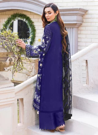 BLUE Georgette Pakistani Salwar Suit With Embroidered Work