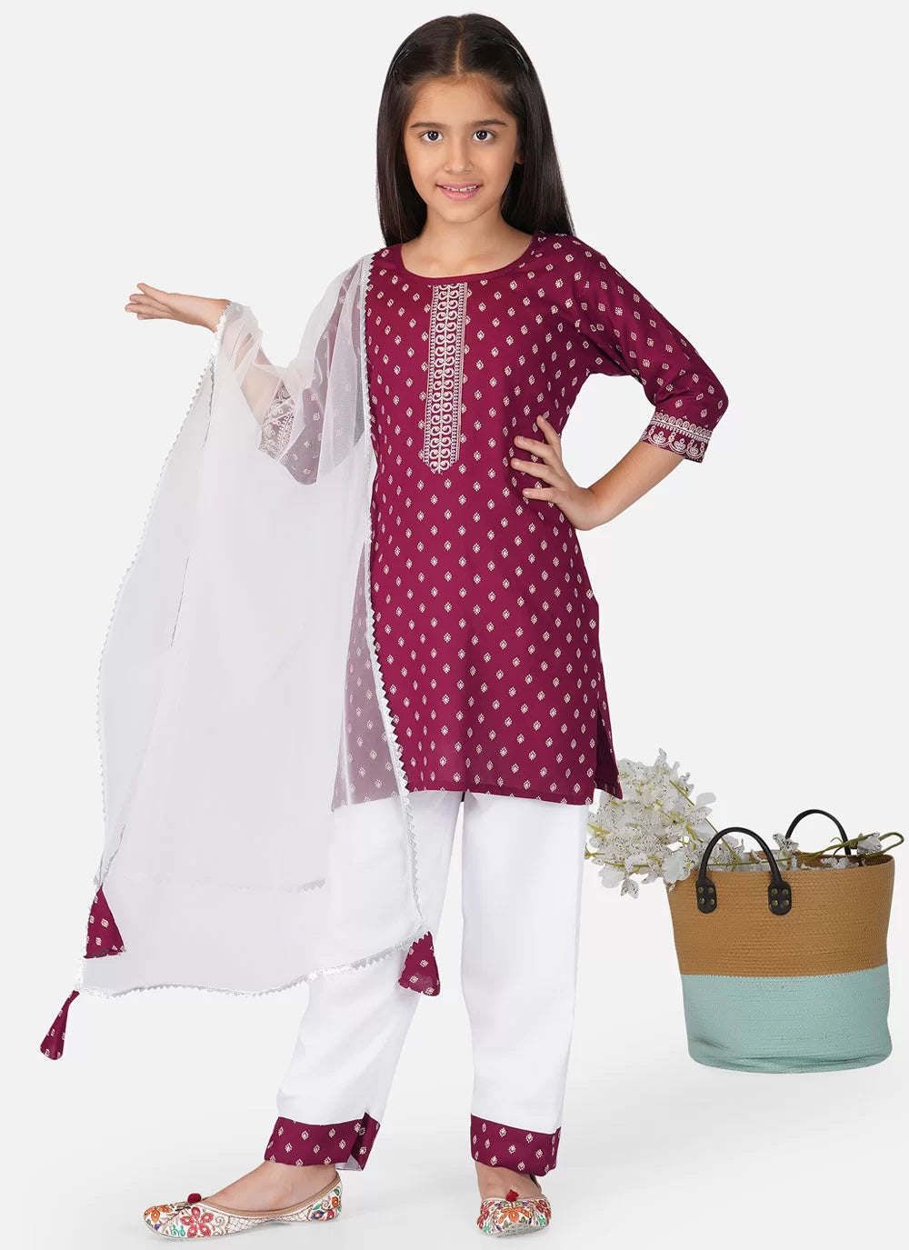 maroon Cotton Salwar Suit With Embroidered Work For Ceremonial