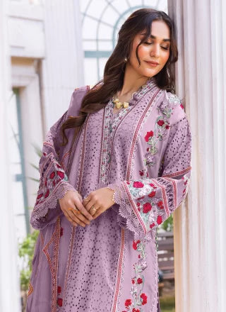 Purple Georgette Embroidered Work Pakistani Salwar Suit For Ceremonial