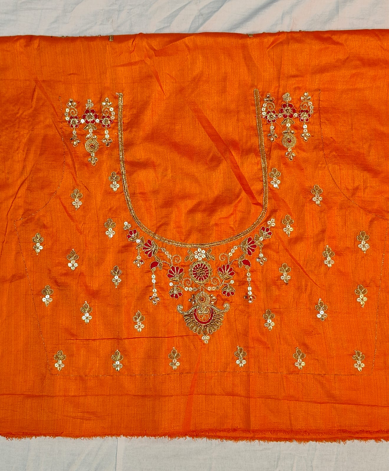 Trending red orange combination half half concept saree collection special for Puja function