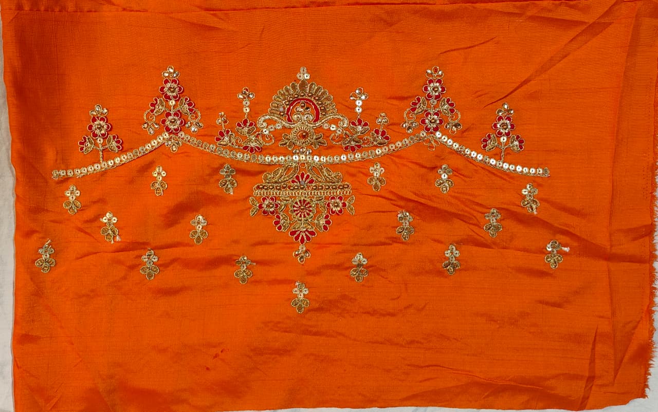 Trending red orange combination half half concept saree collection special for Puja function