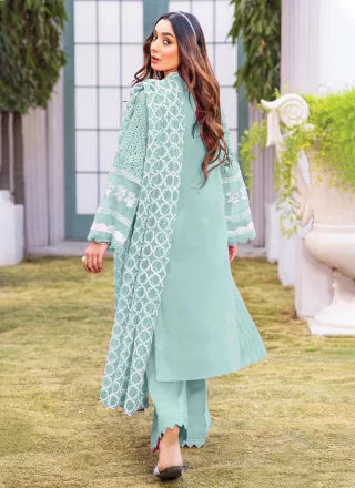 Sea Green Georgette Salwar Suit With Embroidered Work For Women