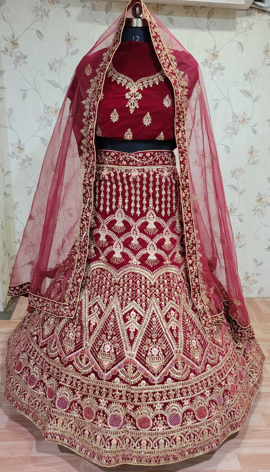 Wedding Designer Zarkan Work And Diamond Work Bridal Lehenga Choli