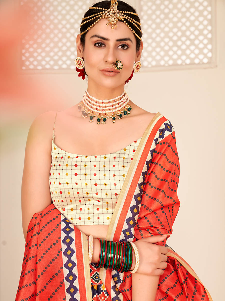 Multicolour Digital Printed Designer Lehenga