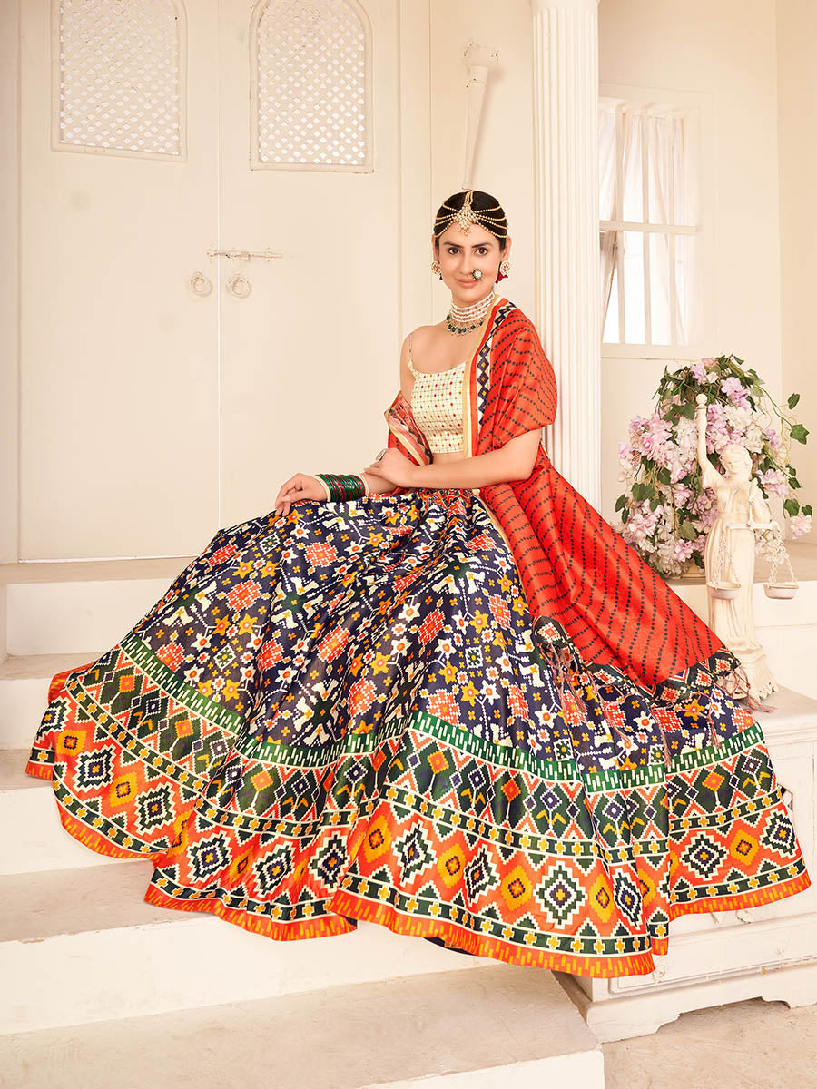 Multicolour Digital Printed Designer Lehenga