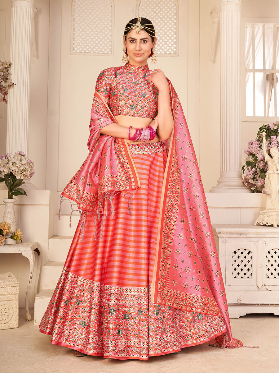 Multicolour Digital Printed Designer Lehenga