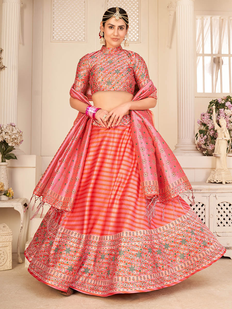 Multicolour Digital Printed Designer Lehenga