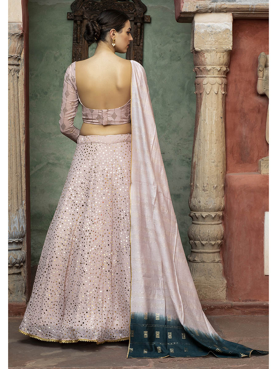 DUSTY PINK Georgette Embroidered Designer Lehenga