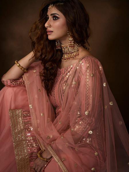 Pink Soft Net Gharara Suit