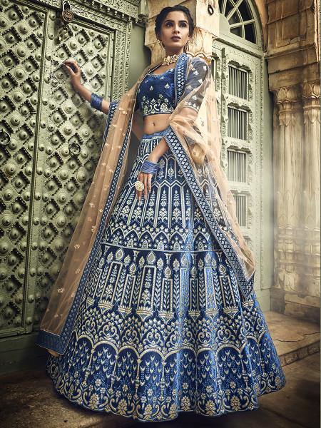 Royal Blue Heavy Embroidered Lehenga Choli