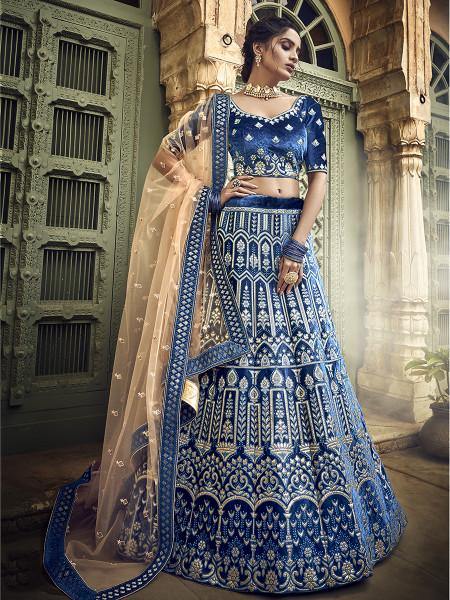 Royal Blue Heavy Embroidered Lehenga Choli