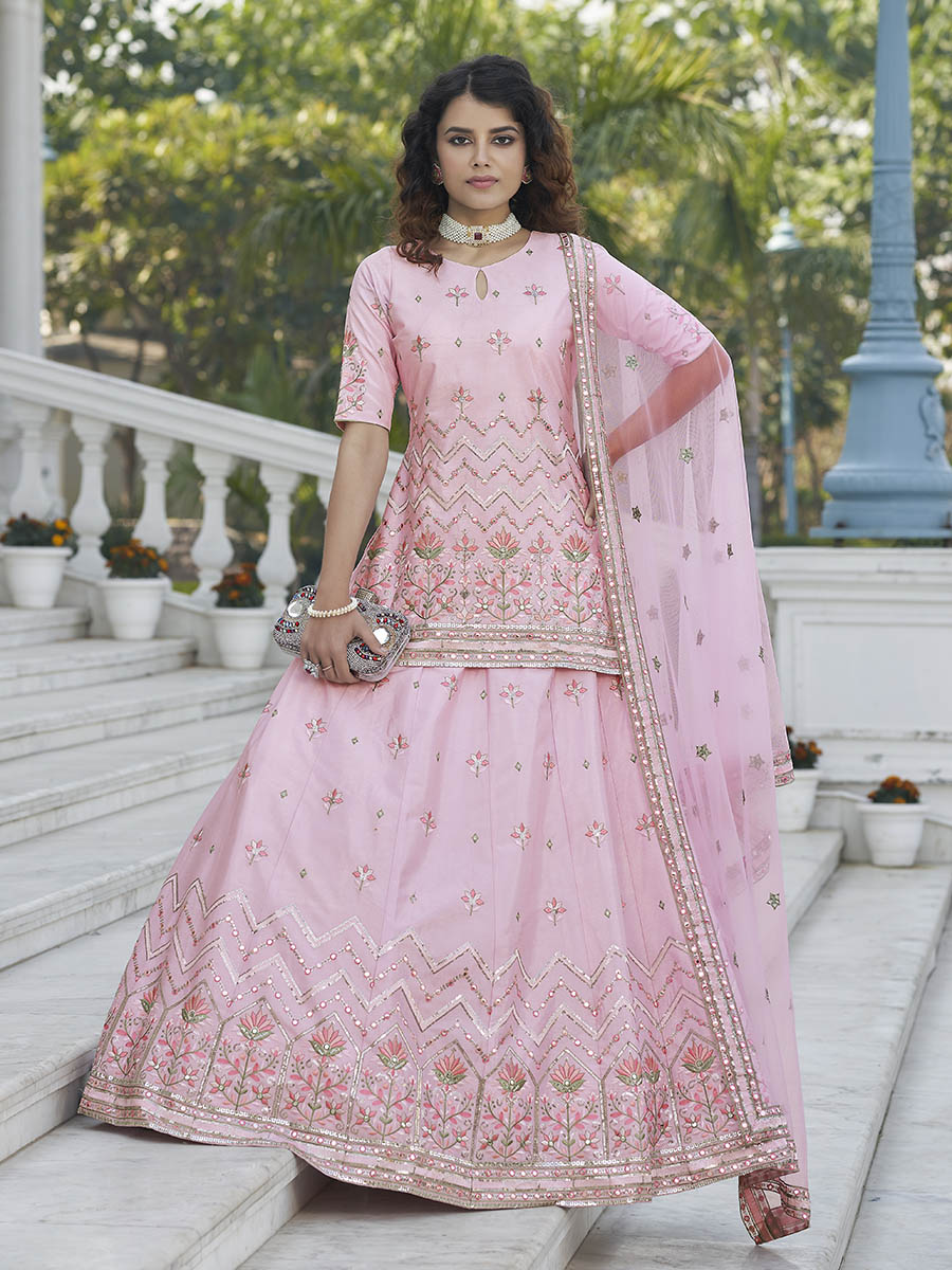 Baby Pink Embroidered Designer Lehenga