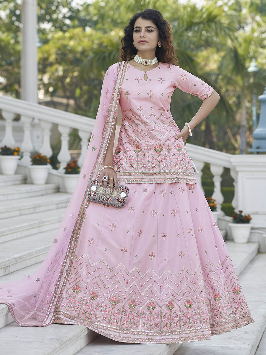 Baby Pink Embroidered Designer Lehenga