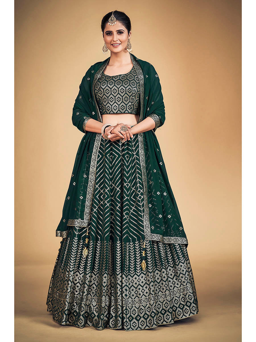 Green Georgette Real Georgette Lehenga Choli