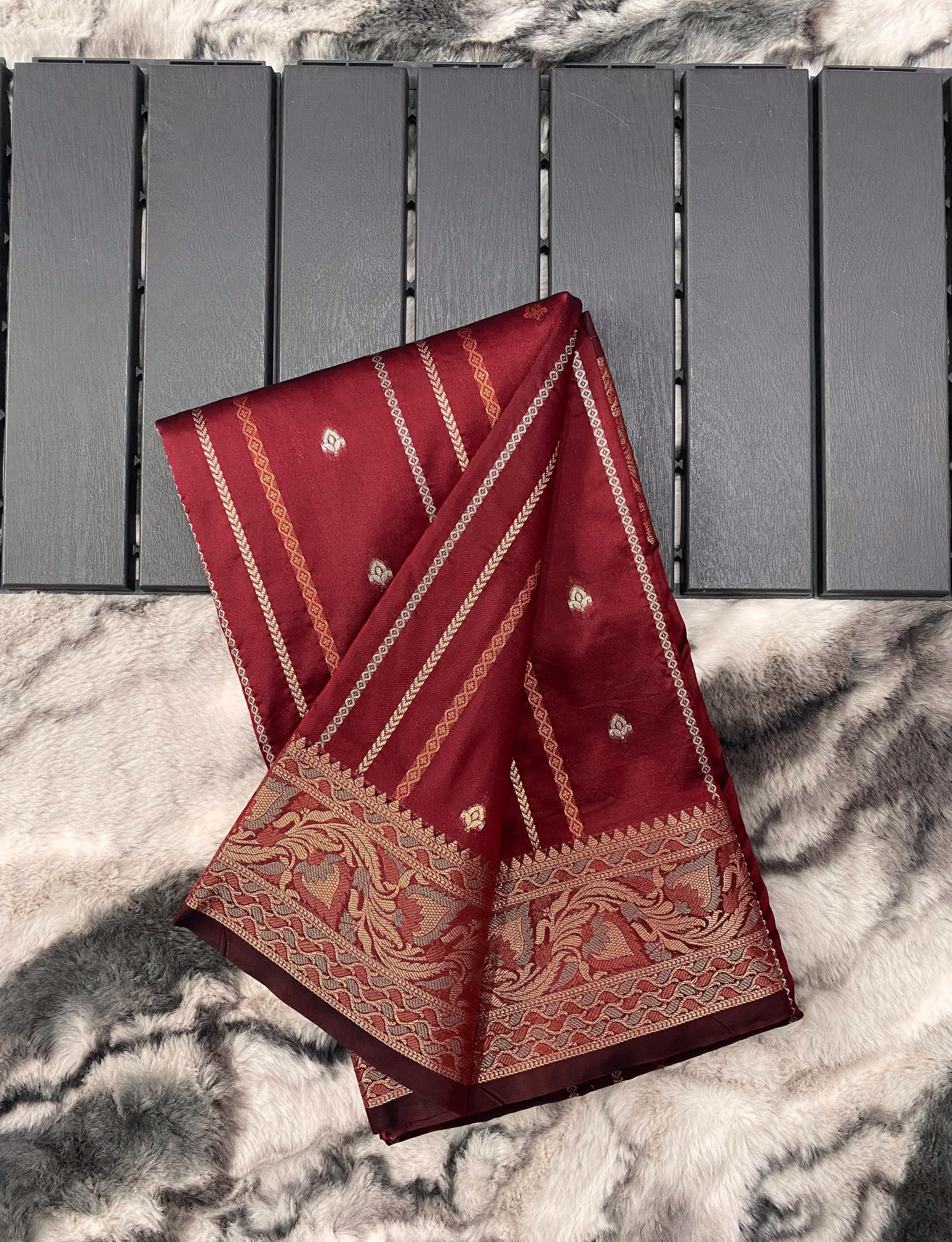 Georgette Weaving Border Work Silk Saree