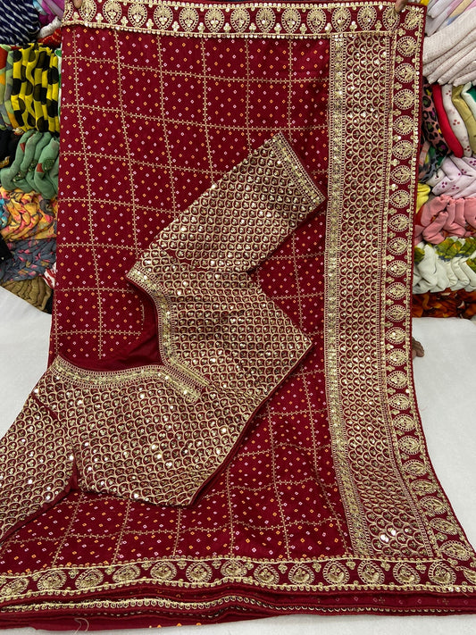 फेस्टिव वियर हैवी डिज़ाइनर साड़ी विद स्टिच्ड ब्लाउज़