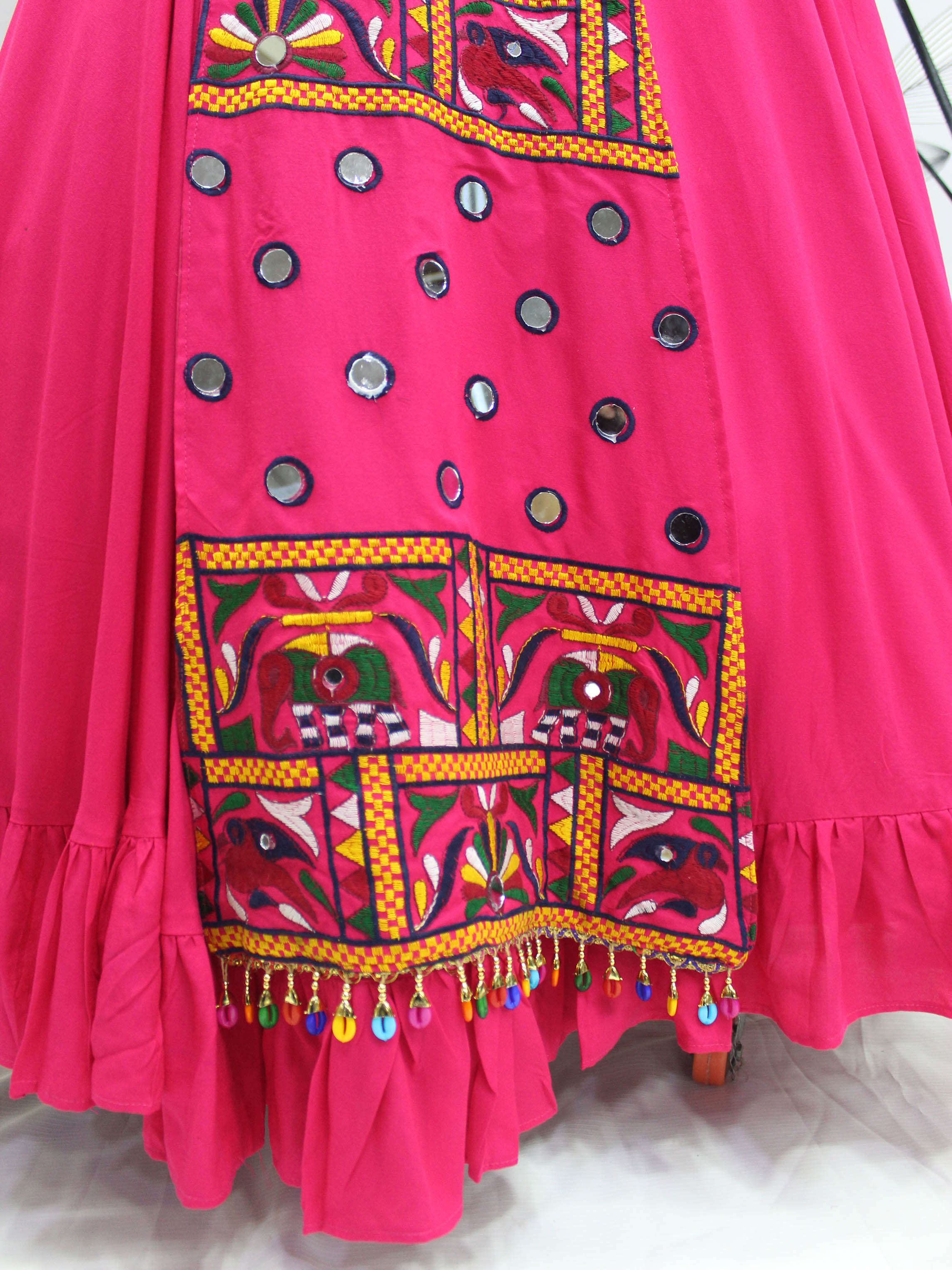 Rani and Pink Koti Style Viscose Rayon Embroidered Designer Navratri Special Lehenga