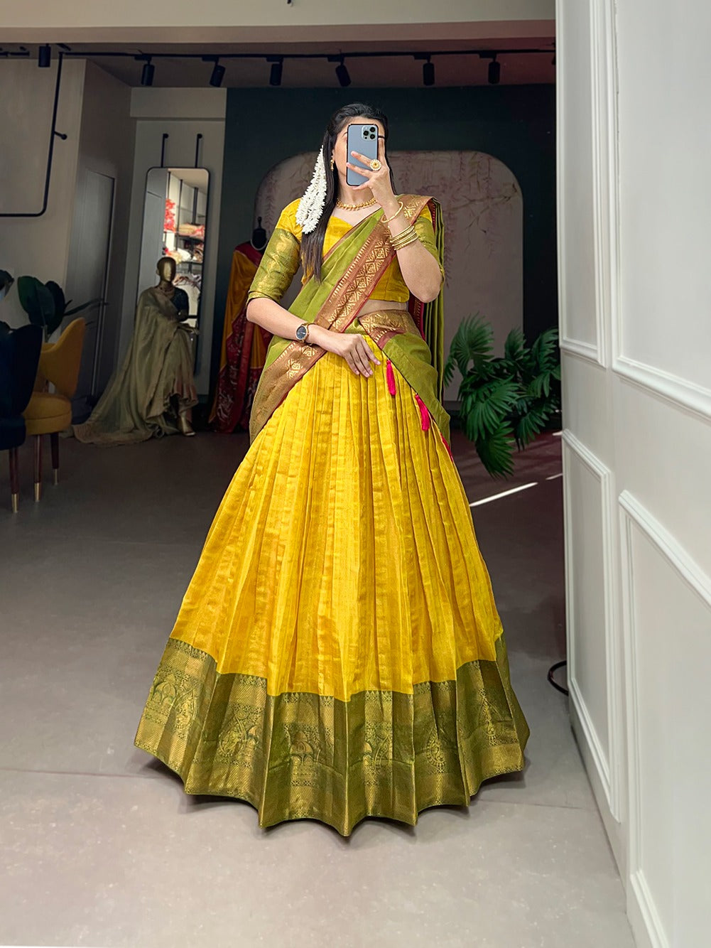 Unique Kanjivaram Zari Weaving Work Lehenga choli