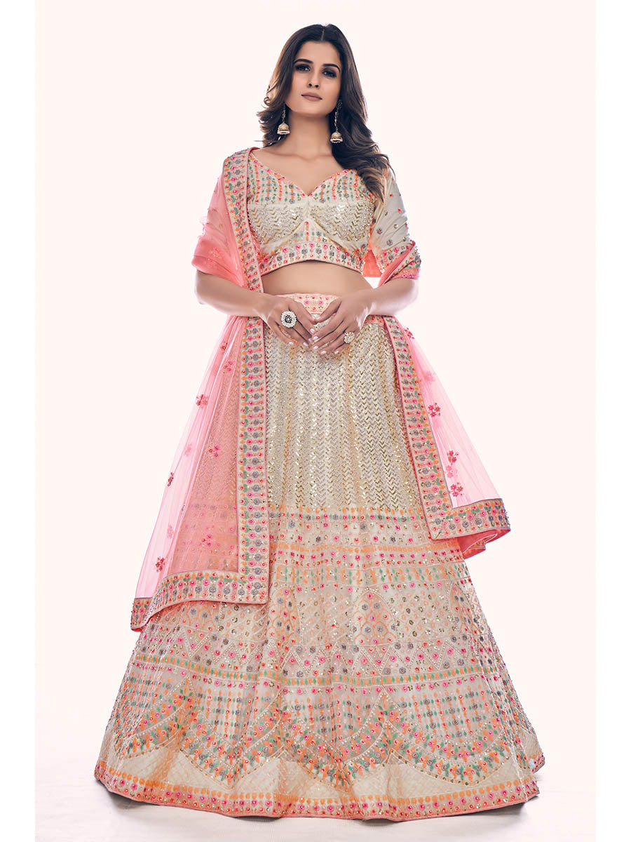 White Soft Net Embroidered Designer Lehenga Choli