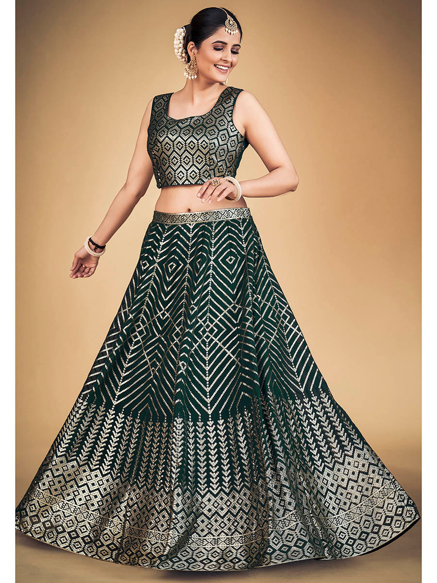 Green Georgette Real Georgette Lehenga Choli