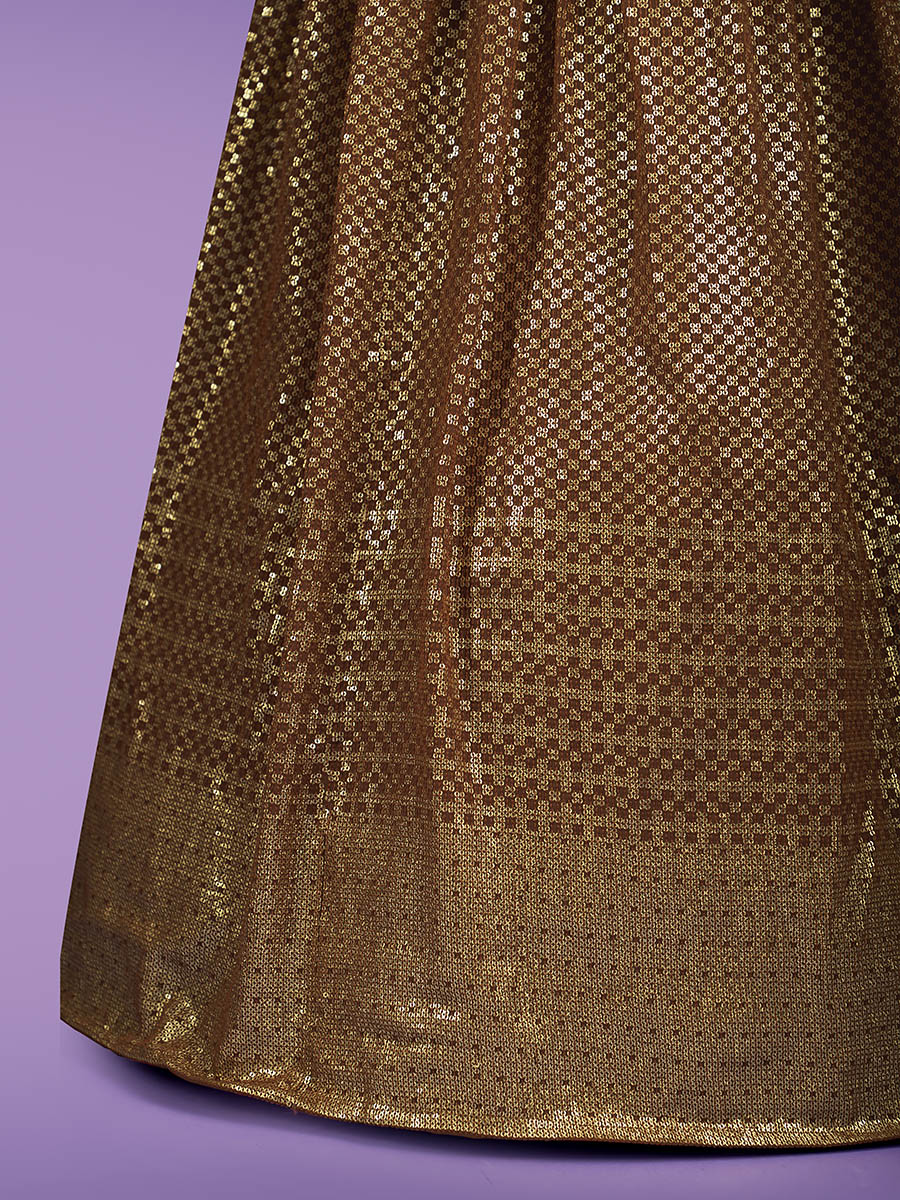 Brown Georgette Embroidered Designer Lehenga