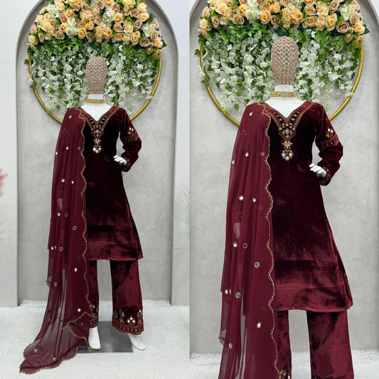 Unique Designer Heavy Velvet Work Salwar Suit