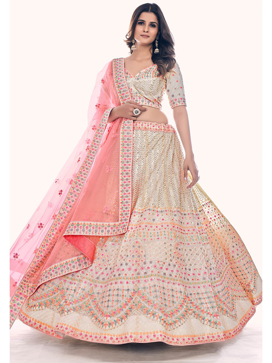 White Soft Net Embroidered Designer Lehenga Choli