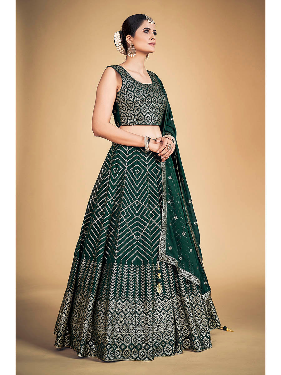 Green Georgette Real Georgette Lehenga Choli