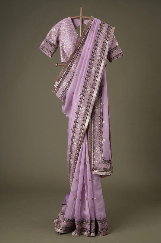 Fabulous Georgette With Heavy Embroidery Codding & Sequence Work & Fancy Zhalar Saree