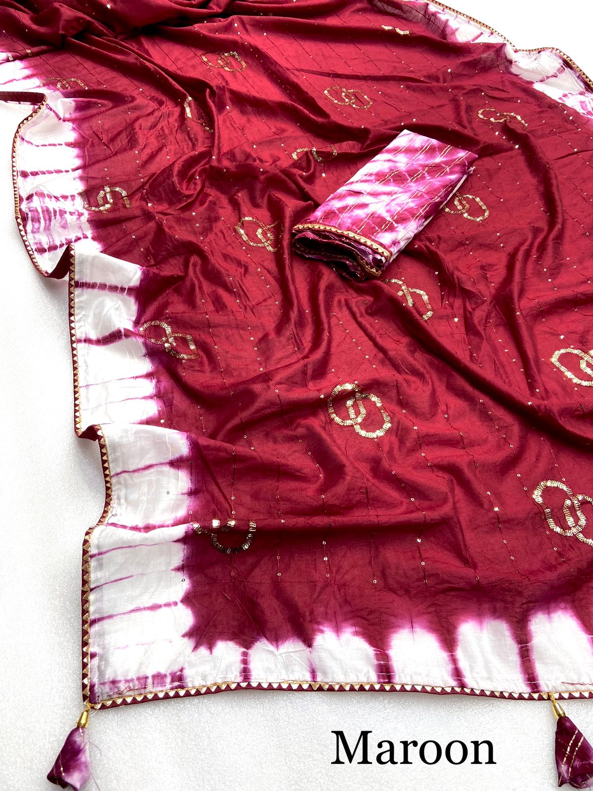 Unique Design Batik Cotton  Work Saree