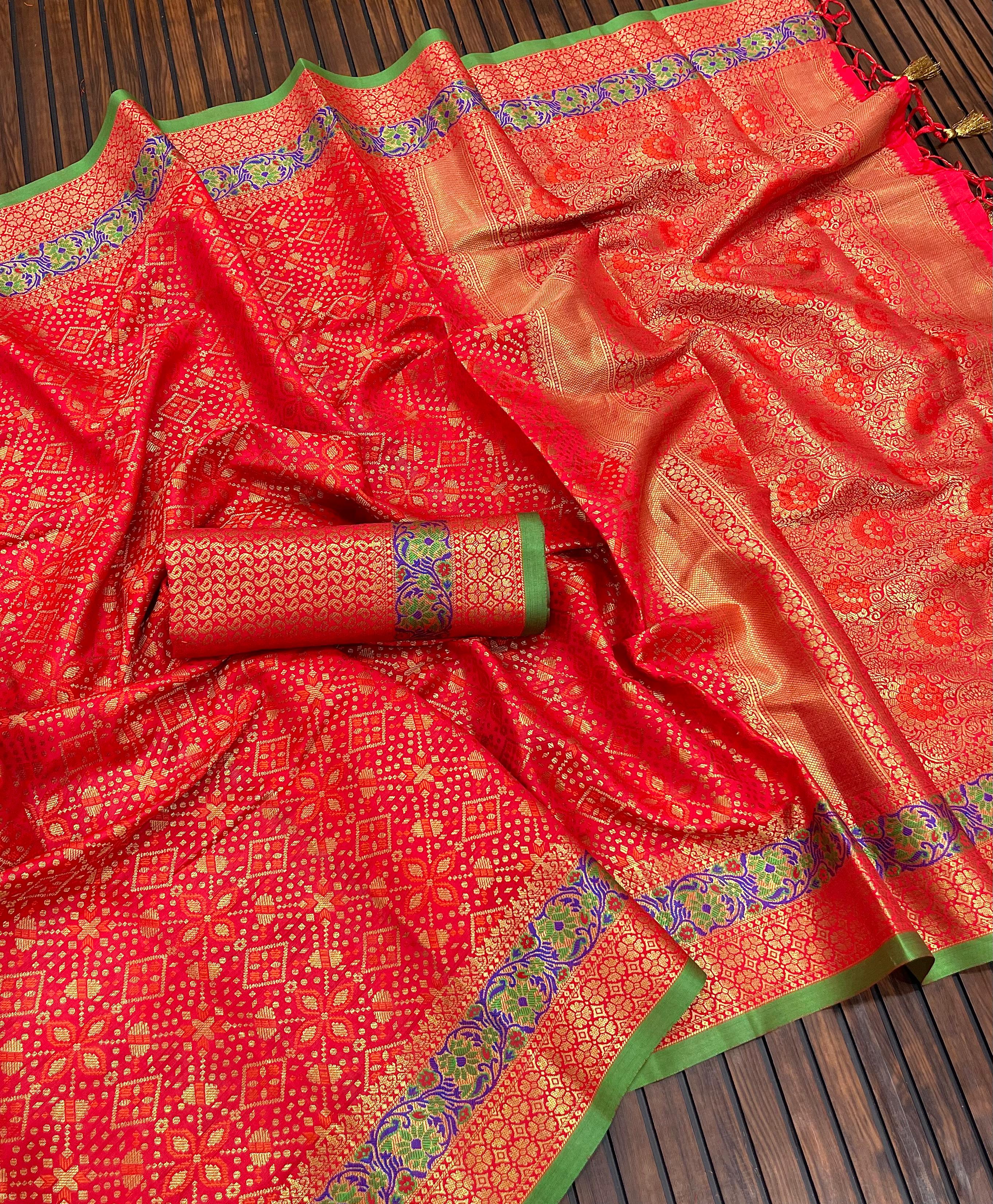 Festival Special Edition Heavy Pure Lichi Jacquard Hand Loom Saree