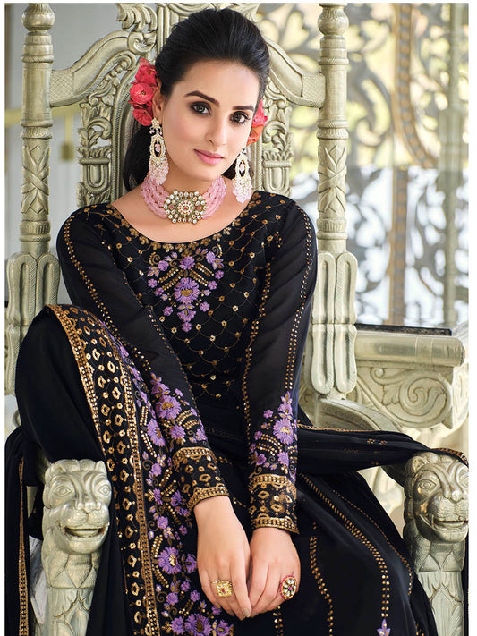 Dark Blue Real Georgette Gharara Suit