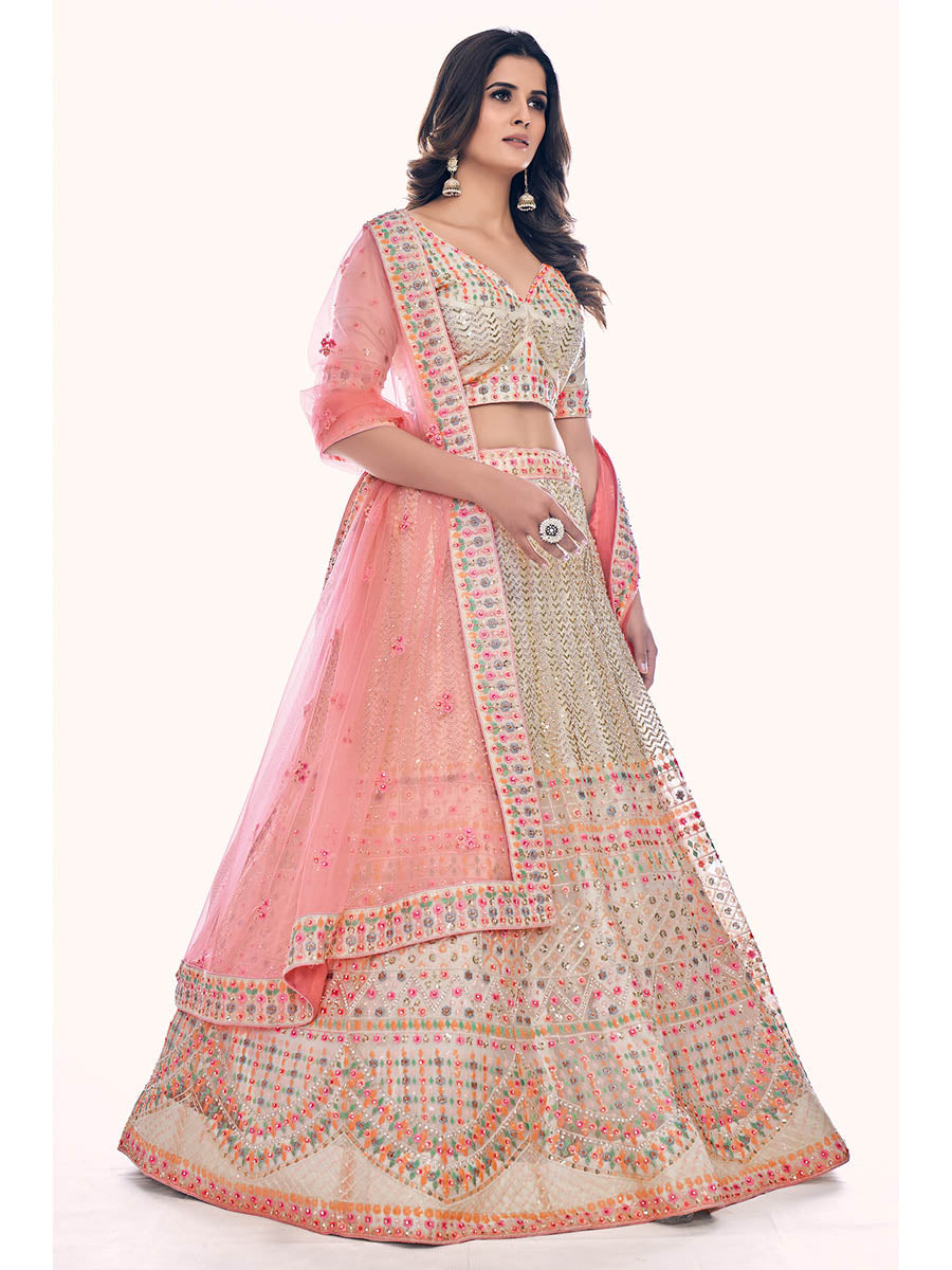 White Soft Net Embroidered Designer Lehenga Choli