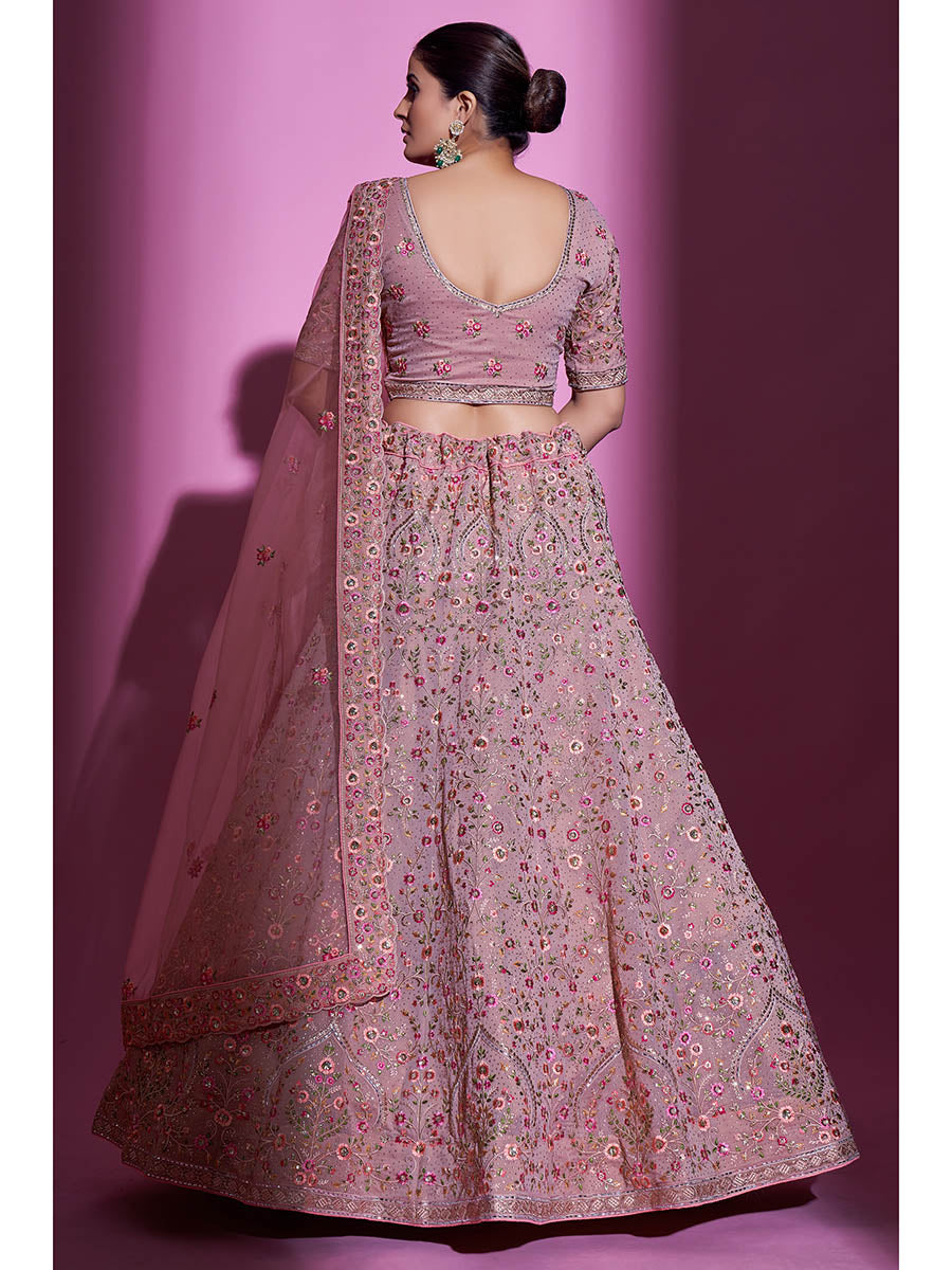 Mauve Georgette Embroidered Designer Lehenga Choli