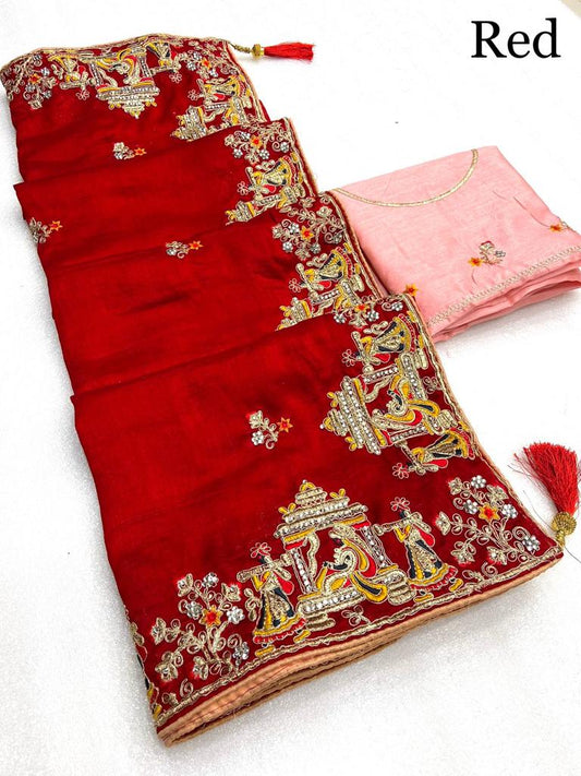 हैवी विचित्रा सिल्क डायमंड वर्क साड़ी