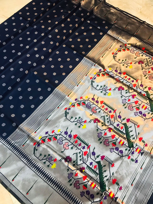 अनोखी मुलायम शुद्ध रेशम पैठानी वर्क साड़ी