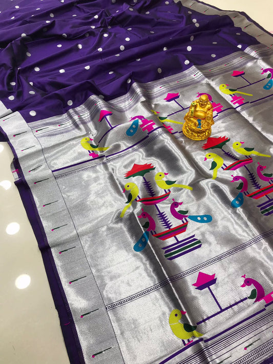 प्योर जरी वर्क साड़ी के साथ पैठानी प्योर सिल्क हैंडलूम