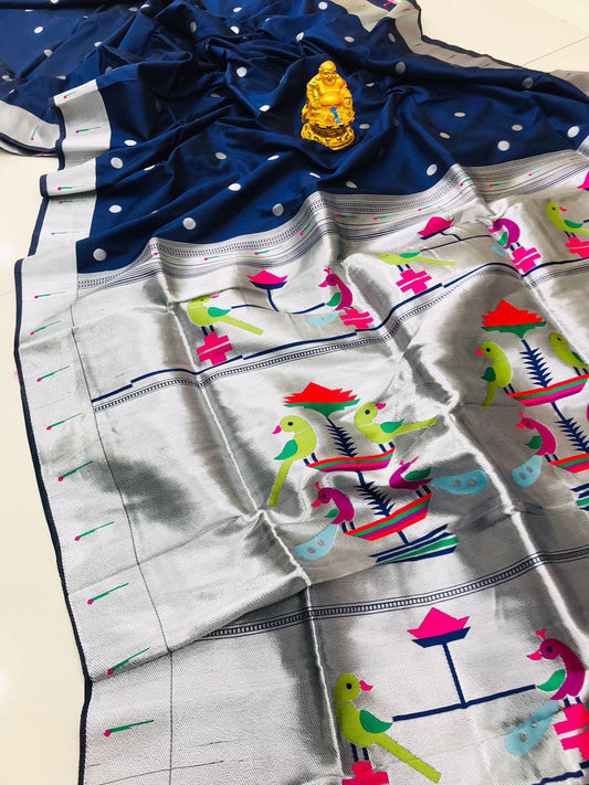 प्योर जरी वर्क साड़ी के साथ पैठानी प्योर सिल्क हैंडलूम