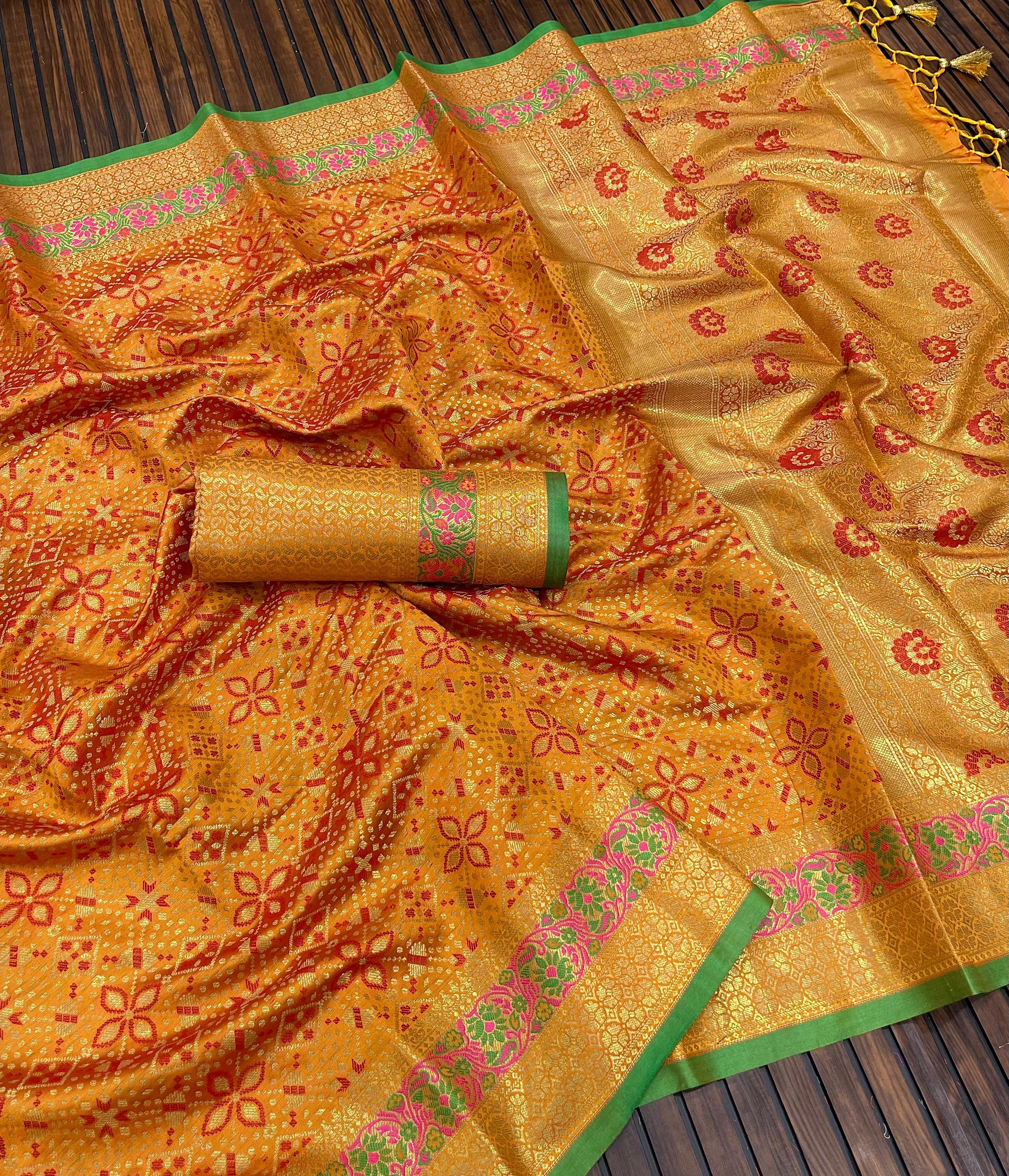 Festival Special Edition Heavy Pure Lichi Jacquard Hand Loom Saree