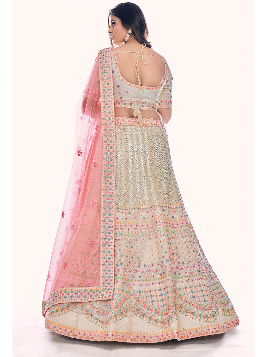 White Soft Net Embroidered Designer Lehenga Choli