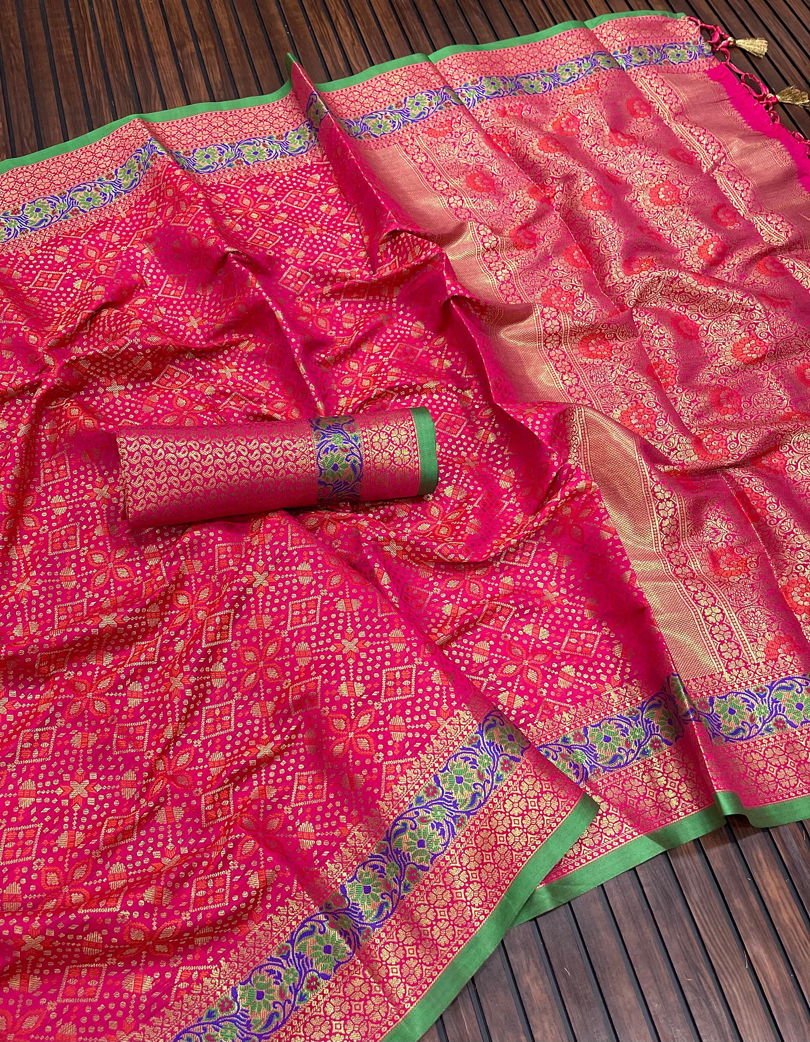 Festival Special Edition Heavy Pure Lichi Jacquard Hand Loom Saree