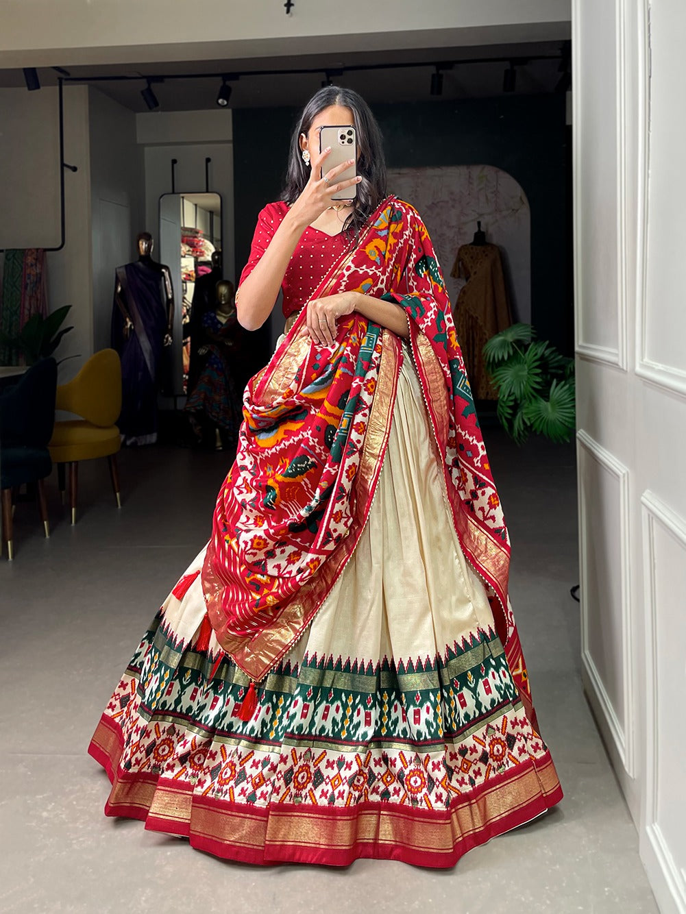 Unique Designer Tussar Silk Work Lehenga Choli