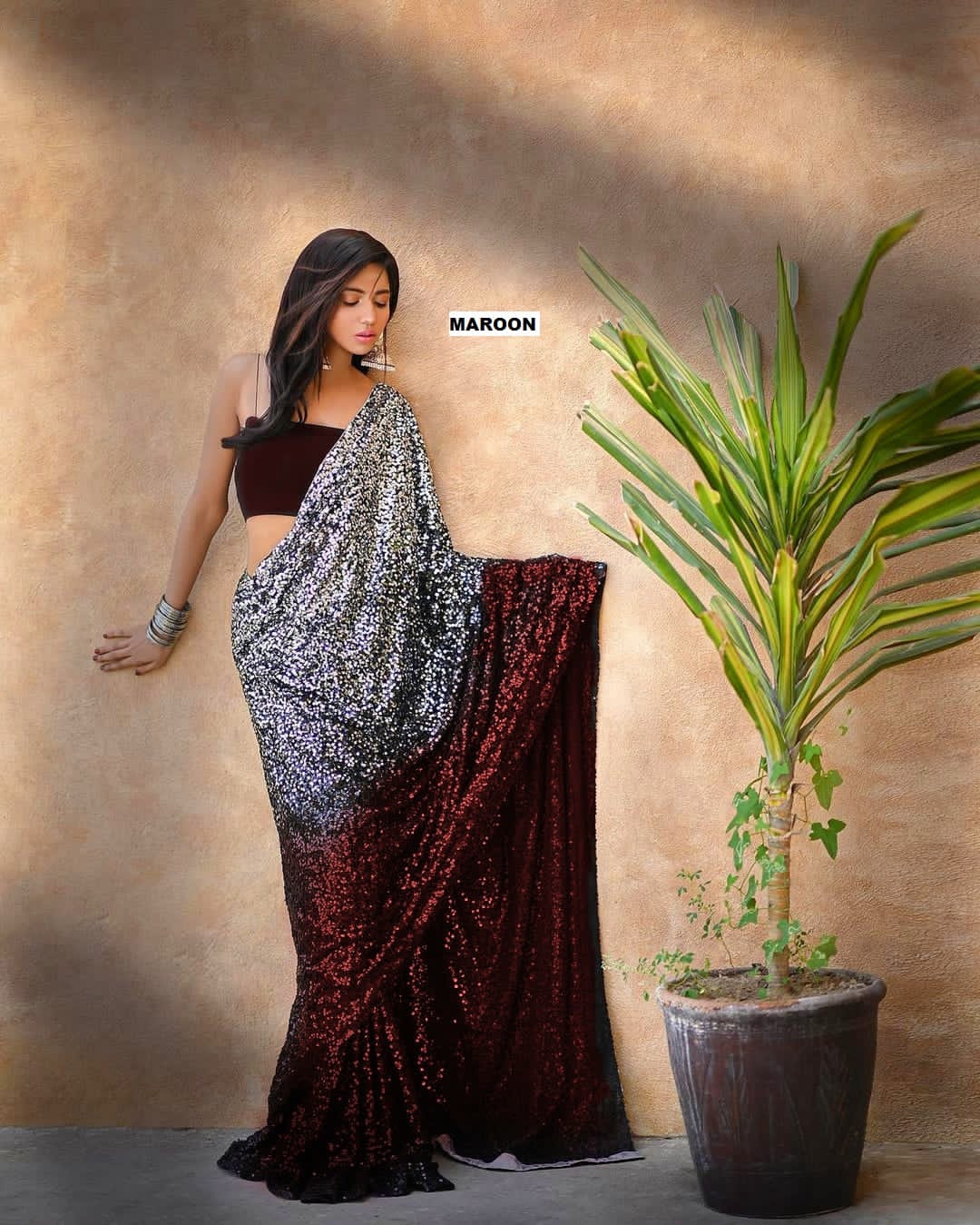 Partywear Bollywood Style  Georgette Sequence Work Saree