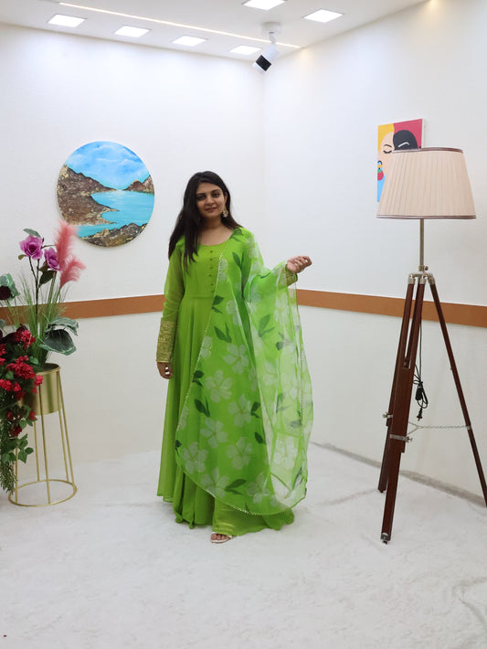 डिजाइनर जॉर्जेट कढ़ाई वर्क गाउन