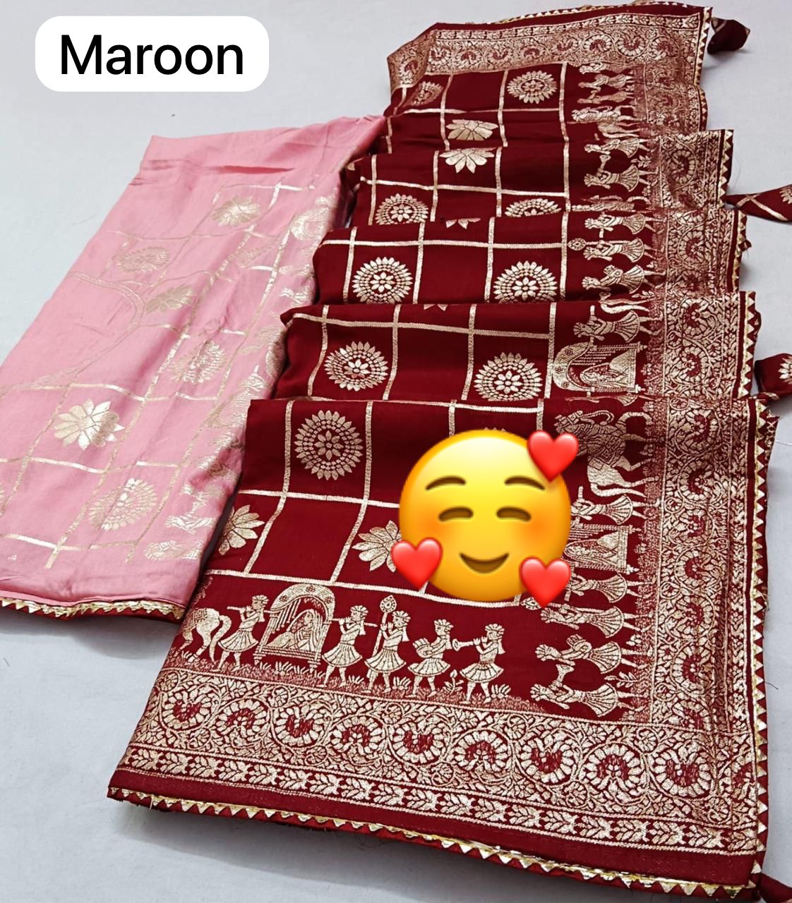 Attractive Zari Weaving Cotton Work Saree